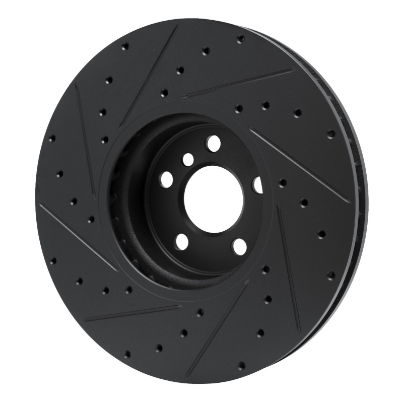 BMW 330e Brake Rotor (1) - Left Front - R1 Concepts - Drilled & Slotted - Black - `16-`25